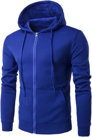 Men's Long Sleeve Full Zip Cardigan Sweater Plain Baggy Hooded Casual Workout Hoodie Classic-Fit Jogger Coats