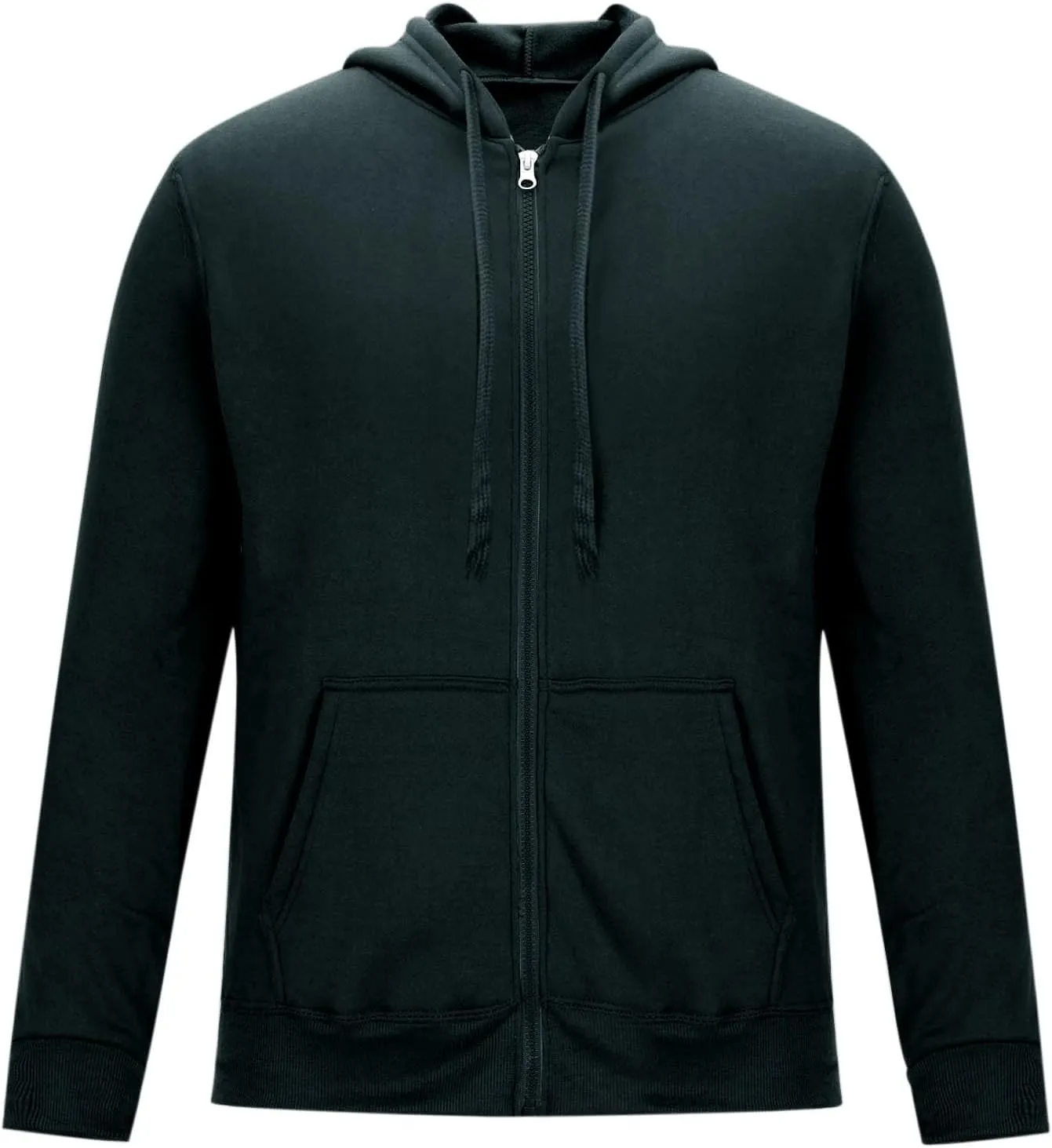 Men's Long Sleeve Full Zip Cardigan Sweater Plain Baggy Hooded Casual Workout Hoodie Classic-Fit Jogger Coats