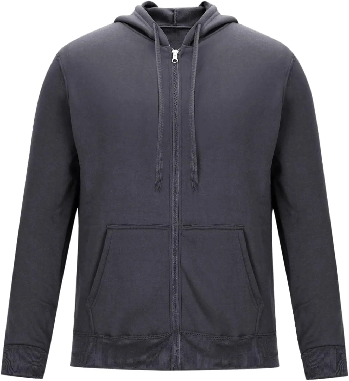 Men's Long Sleeve Full Zip Cardigan Sweater Plain Baggy Hooded Casual Workout Hoodie Classic-Fit Jogger Coats