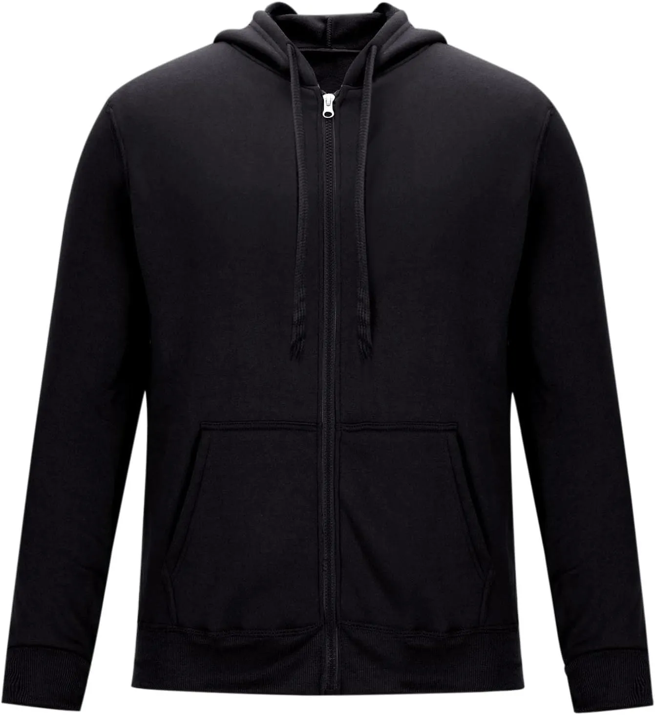 Men's Long Sleeve Full Zip Cardigan Sweater Plain Baggy Hooded Casual Workout Hoodie Classic-Fit Jogger Coats
