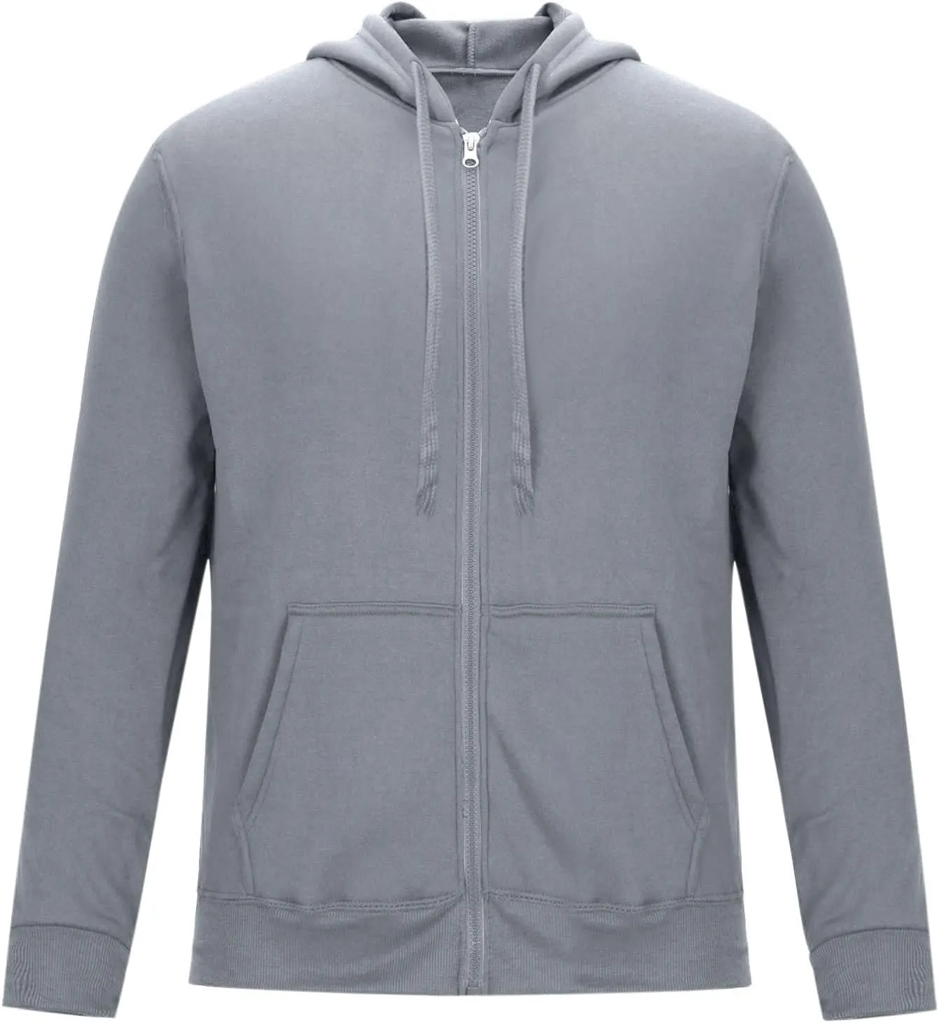 Men's Long Sleeve Full Zip Cardigan Sweater Plain Baggy Hooded Casual Workout Hoodie Classic-Fit Jogger Coats