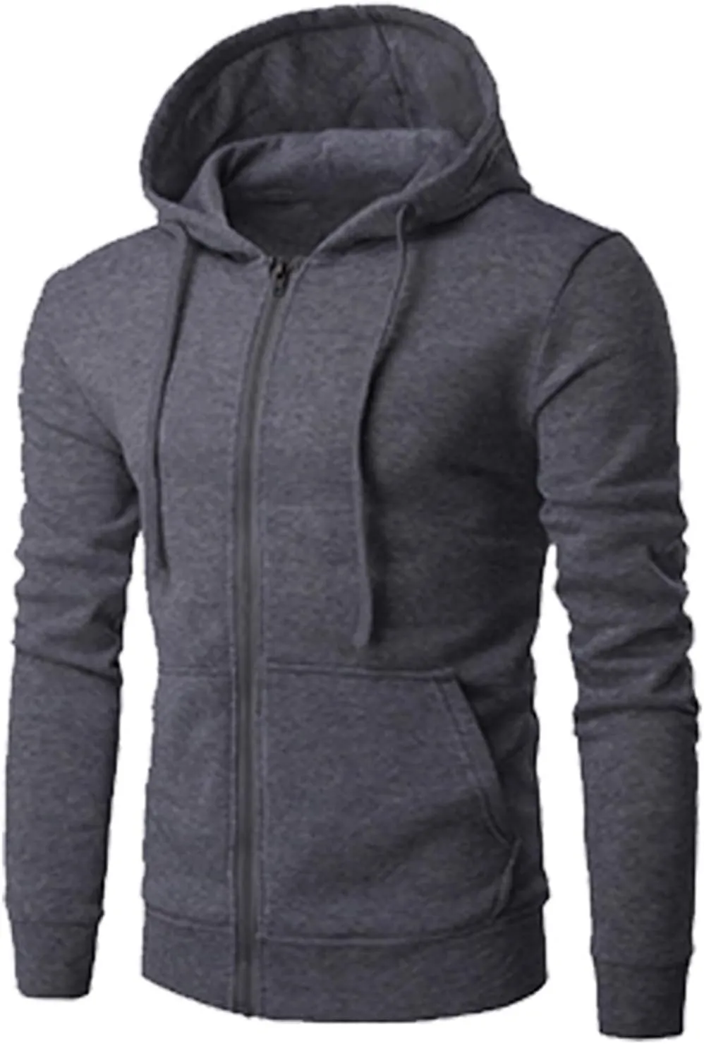 Men's Long Sleeve Full Zip Cardigan Sweater Plain Baggy Hooded Casual Workout Hoodie Classic-Fit Jogger Coats