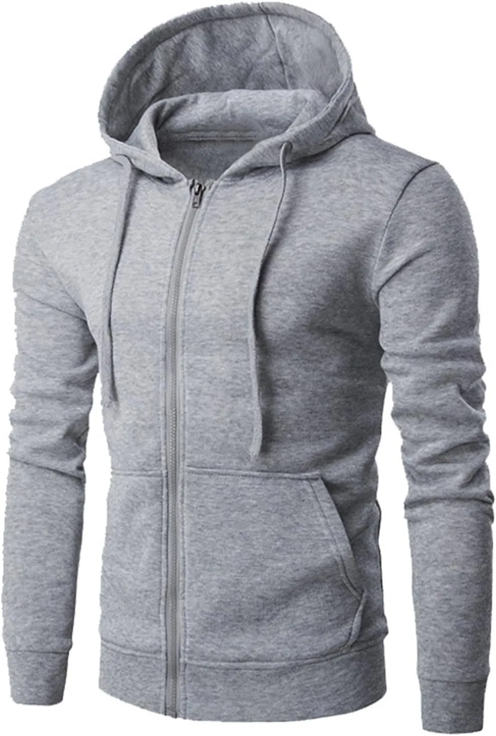 Men's Long Sleeve Full Zip Cardigan Sweater Plain Baggy Hooded Casual Workout Hoodie Classic-Fit Jogger Coats