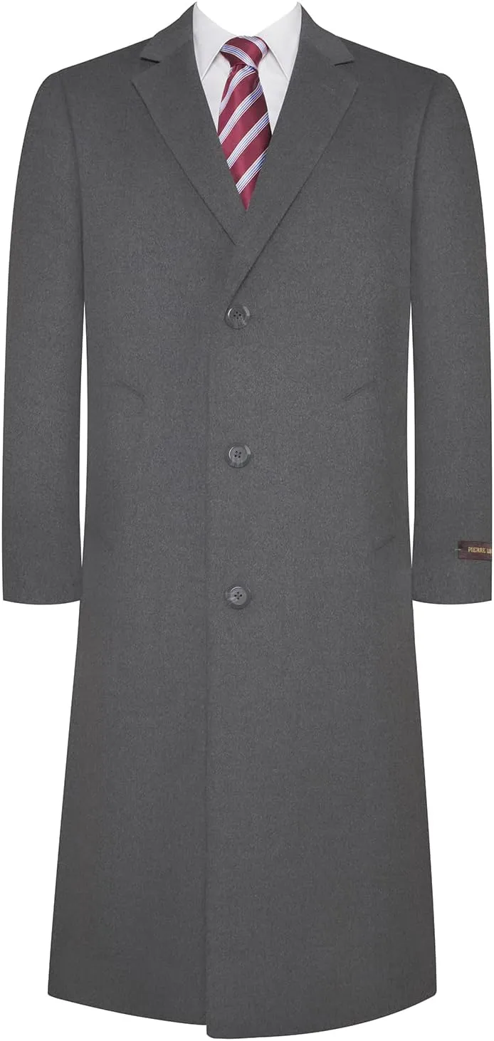 Mens Overcoat Classic Fit Wool Blend Winter Pea Coat Single Breasted Long Top Coats