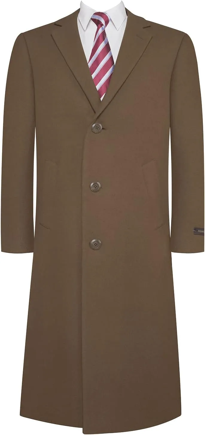 Mens Overcoat Classic Fit Wool Blend Winter Pea Coat Single Breasted Long Top Coats