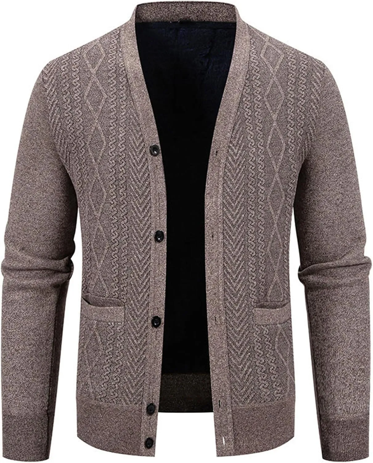 Mens Plaid Cardigan Sweater Button Down Knit Sweater Casual Long Sleeve Sweater Lightweight V Neck Cardigan
