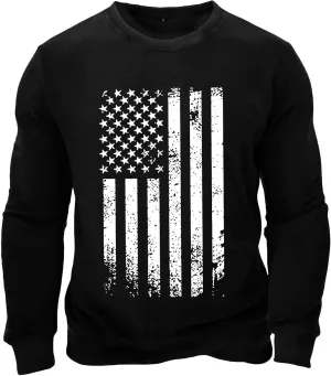 Men's Retro USA Flag Lightweight Solider Sweatshirt Casual Long Sleeve Pullover Y2K Tops USA Patriotic Freedom Shirt