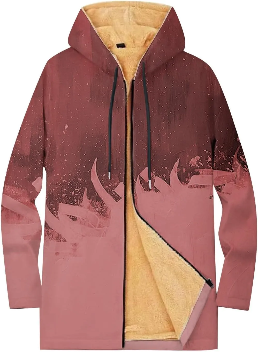 Mens Sherpa Hoodie Full-Zip Casual Thick Sweatshirt Fleece Warm Winter Hooded