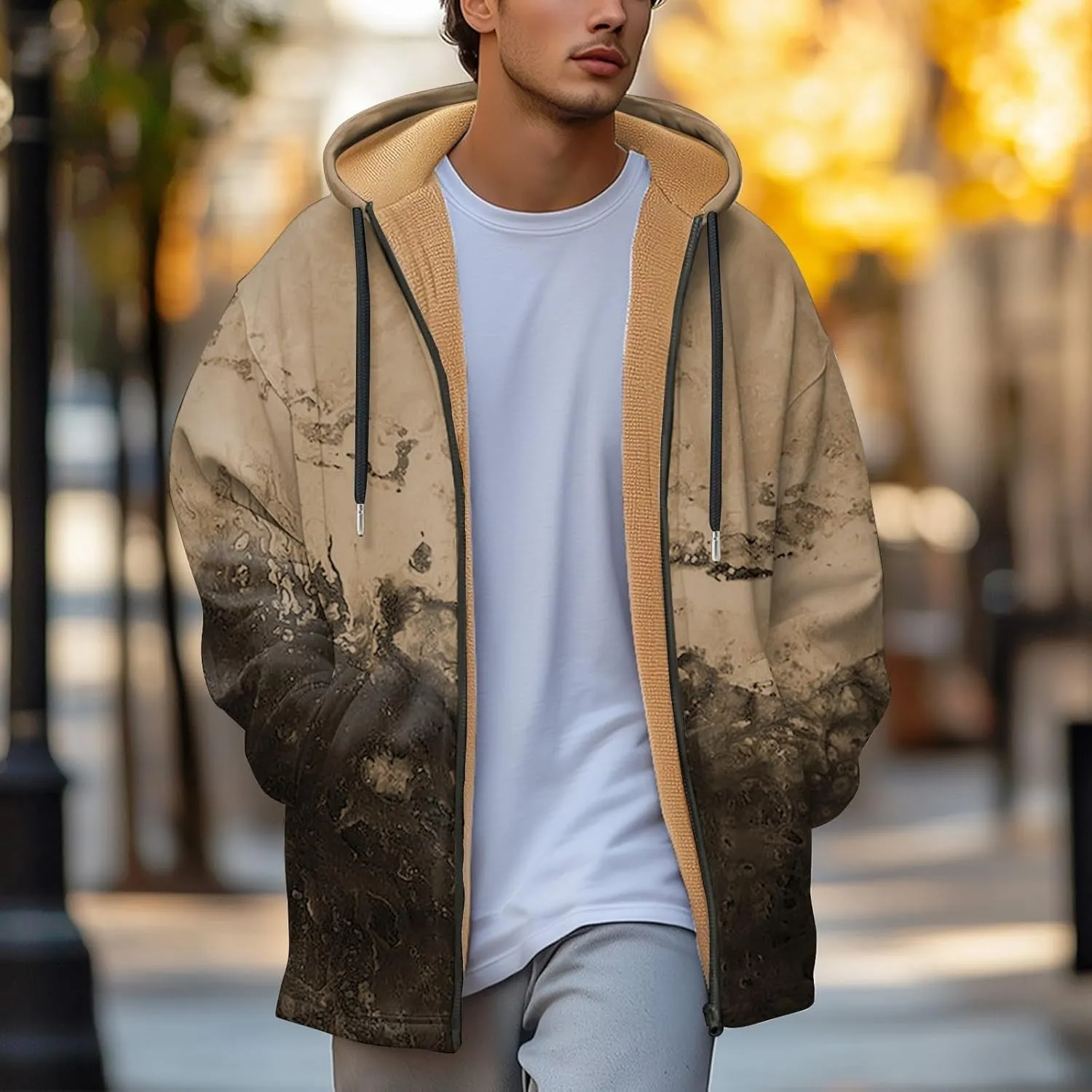 Mens Sherpa Hoodie Full-Zip Thermal Fleece Hooded Winter Thick Heavyweight Hoodies