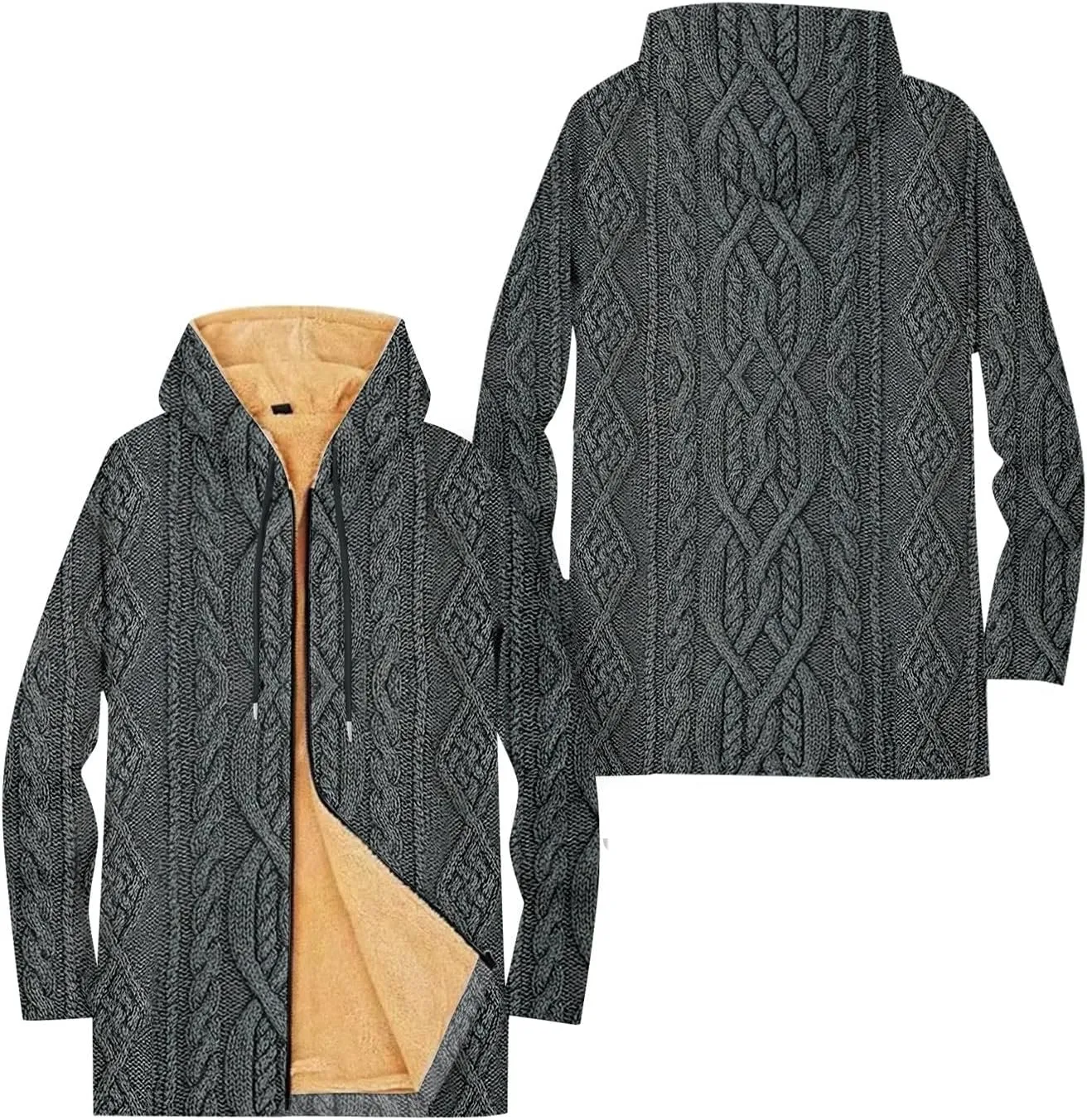 Mens Sherpa Hoodie Full-Zip Thermal Fleece Hooded Winter Thick Heavyweight Hoodies