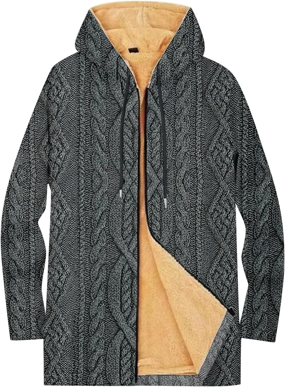 Mens Sherpa Hoodie Full-Zip Thermal Fleece Hooded Winter Thick Heavyweight Hoodies