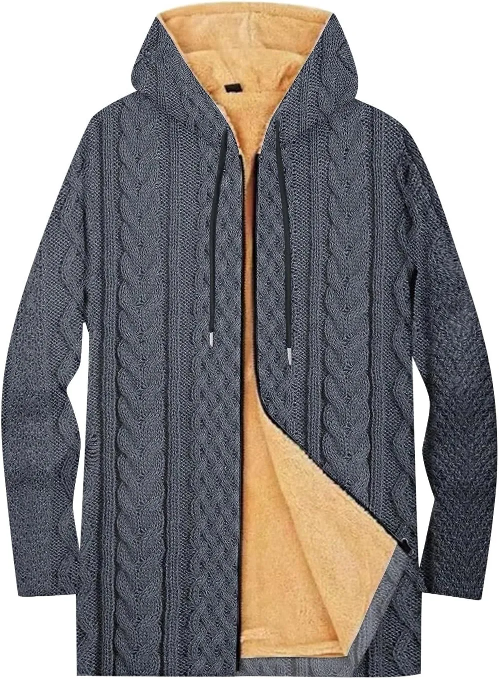 Mens Sherpa Hoodie Full-Zip Thick Warm Sweatshirt Fleece Casual Heavyweight Hooded