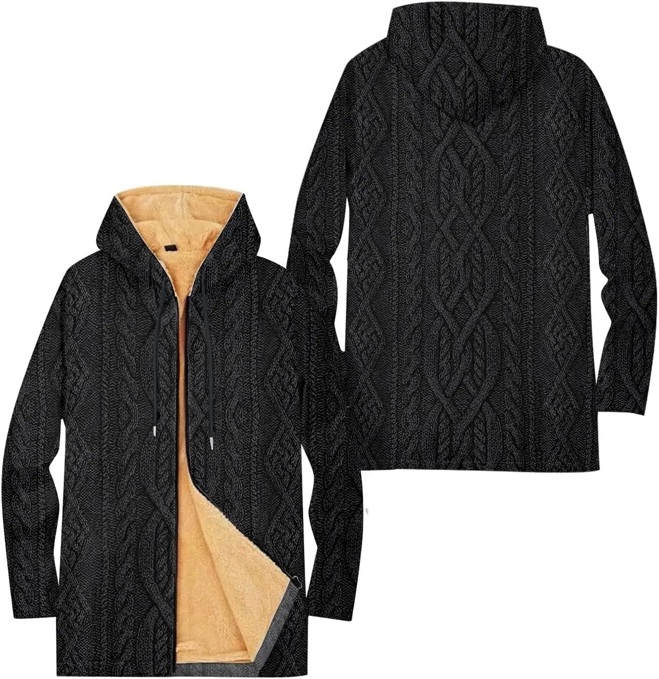 Mens Sherpa Hoodie Full-Zip Thick Warm Sweatshirt Fleece Casual Heavyweight Hooded