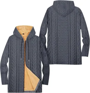 Mens Sherpa Hoodie Full-Zip Thick Warm Sweatshirt Fleece Casual Heavyweight Hooded