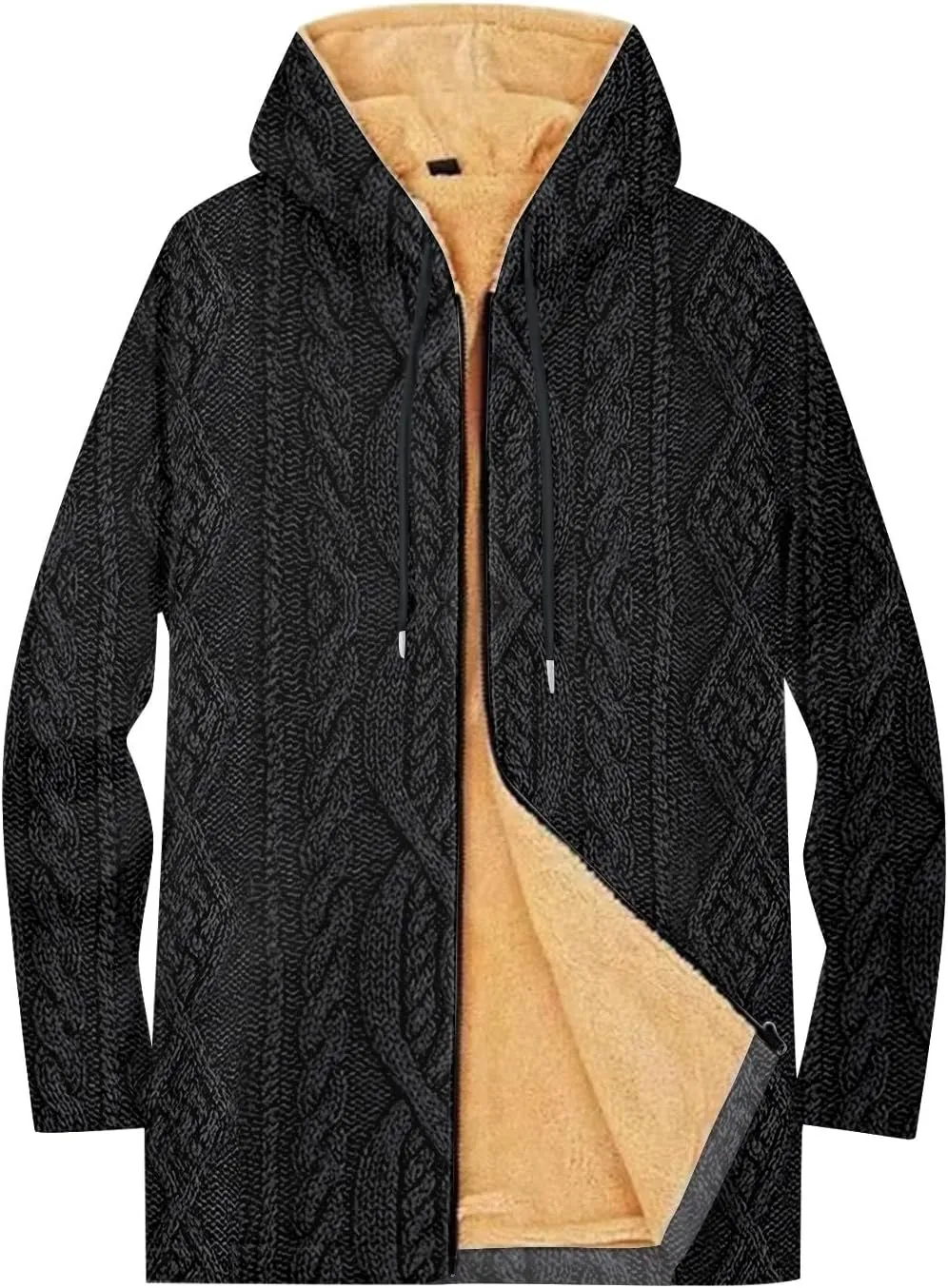 Mens Sherpa Hoodie Full-Zip Thick Warm Sweatshirt Fleece Casual Heavyweight Hooded
