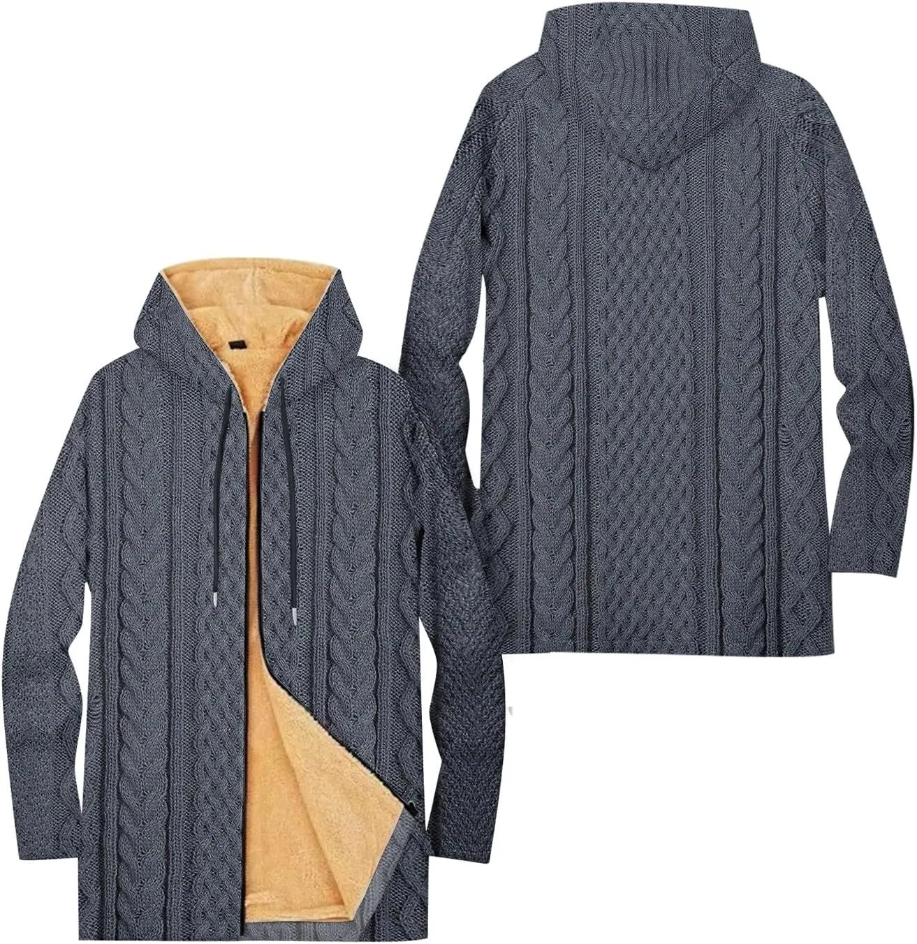 Mens Sherpa Hoodie Full-Zip Thick Warm Sweatshirt Fleece Casual Heavyweight Hooded
