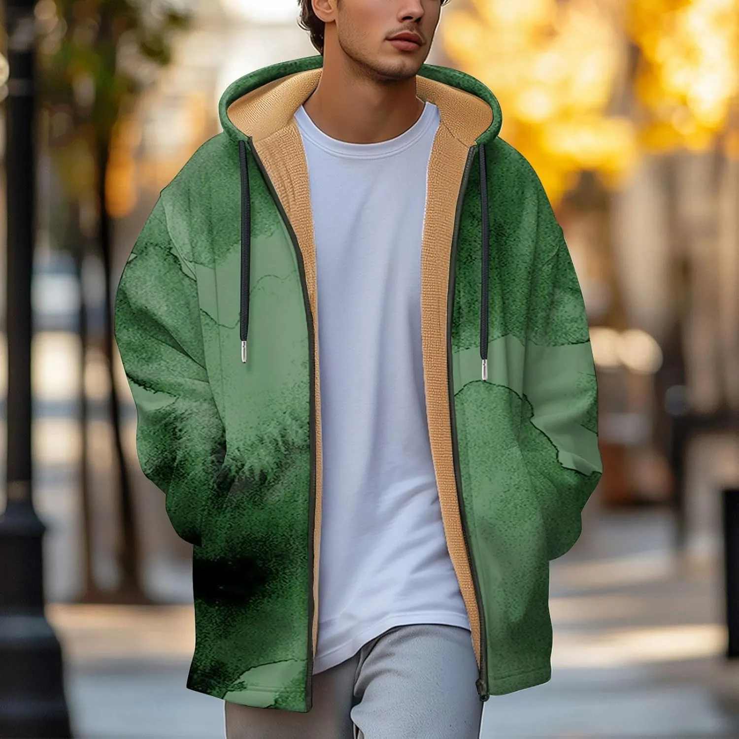 Mens Sherpa Hoodie Full-Zip Warm Heavyweight Hooded Thermal Fleece Thick Sweatshirt