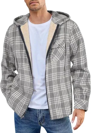 Mens Sherpa Lined Hoodie Full-Zip Thick Casual Sweatshirt Fleece Warm Thermal Hoodies