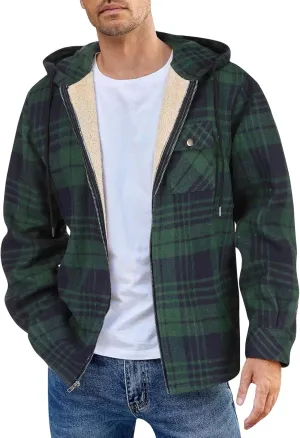 Mens Sherpa Lined Hoodie Full-Zip Thick Casual Sweatshirt Fleece Warm Thermal Hoodies