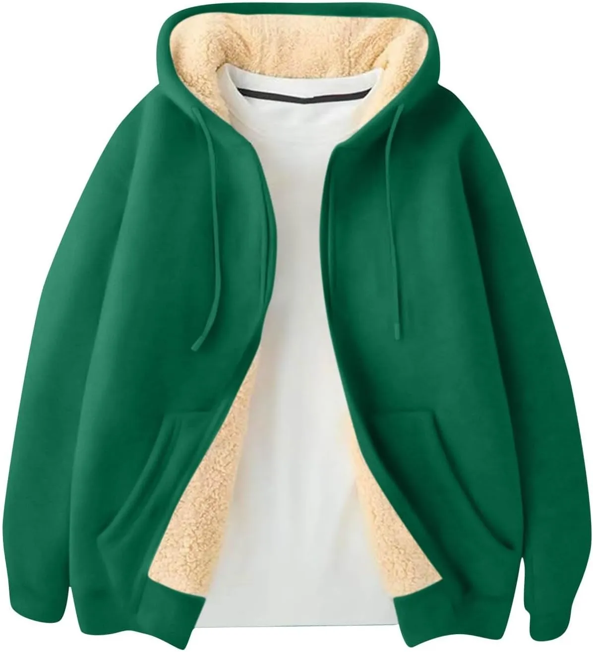 Mens Sherpa Lined Hoodie Full-Zip Thick Casual Sweatshirt Heavyweight Thermal Winter Hooded