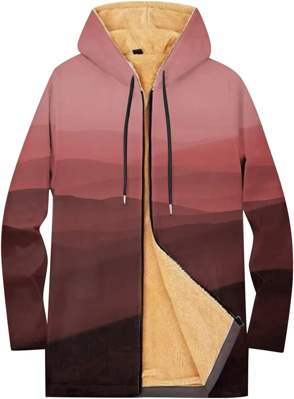 Mens Sherpa Lined Hoodie Full-Zip Winter Fleece Hooded Warm Thick Casual Sweatshirt
