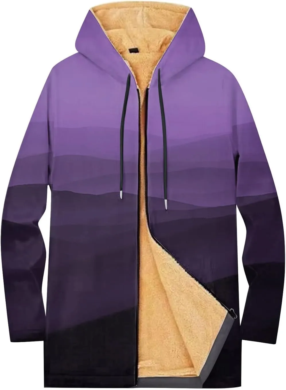 Mens Sherpa Lined Hoodie Full-Zip Winter Fleece Hooded Warm Thick Casual Sweatshirt