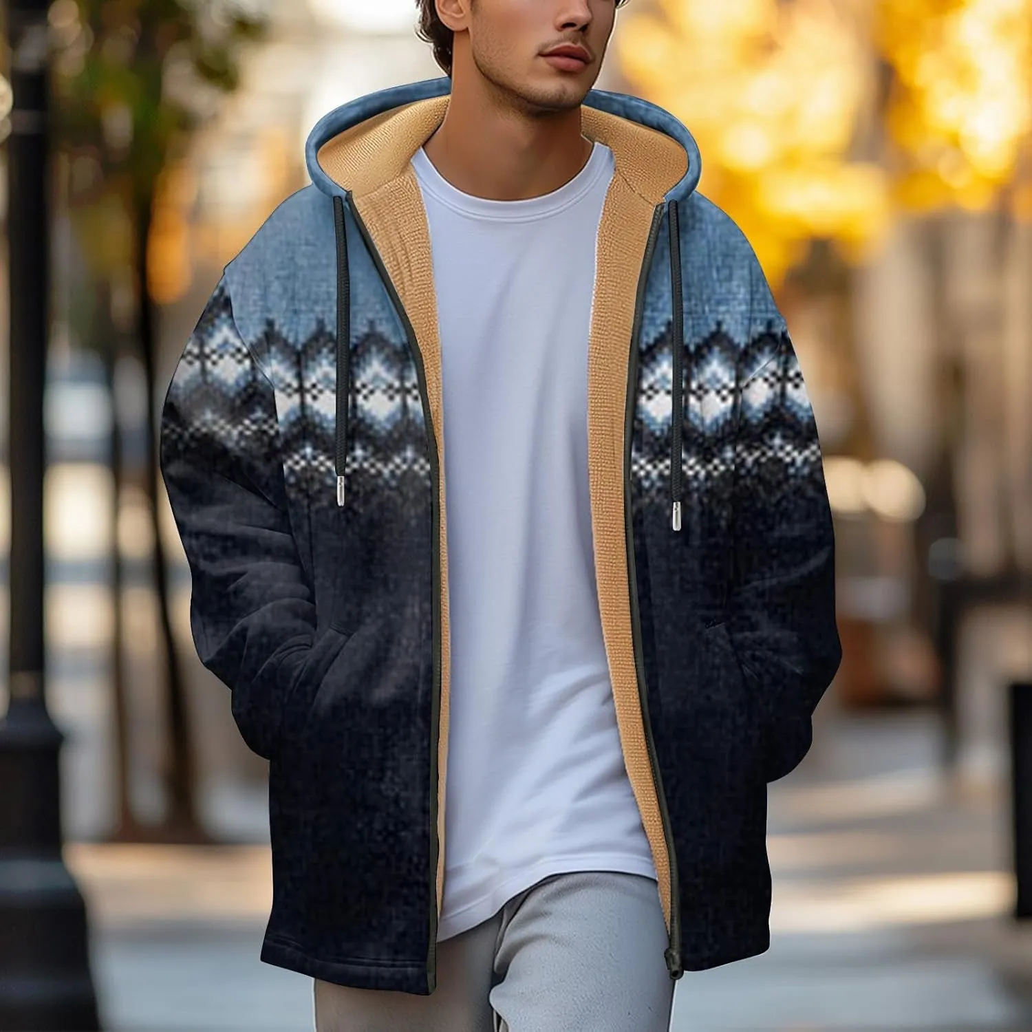 Mens Sherpa Lined Hoodie Zip Up Casual Heavyweight Hooded Fleece Thermal Thick Sweatshirt