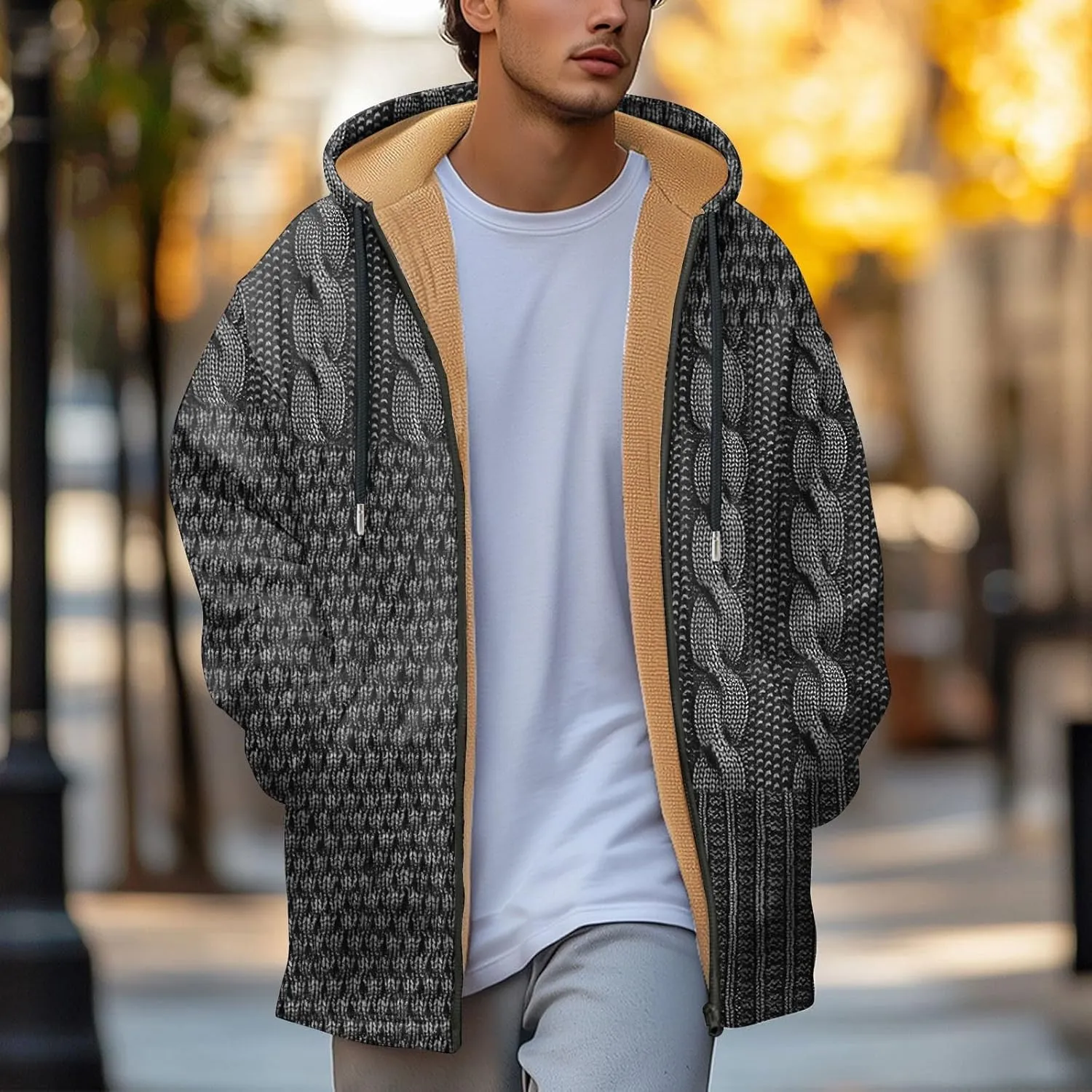 Mens Sherpa Lined Hoodie Zip Up Warm Heavyweight Hoodies Fleece Winter Thick Sweatshirt