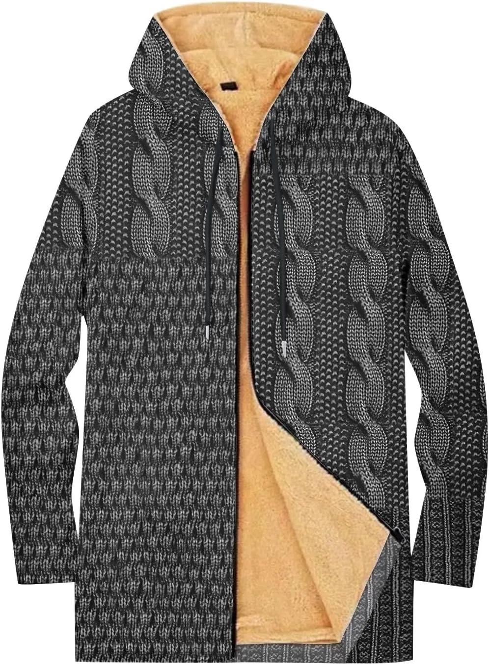 Mens Sherpa Lined Hoodie Zip Up Warm Heavyweight Hoodies Fleece Winter Thick Sweatshirt