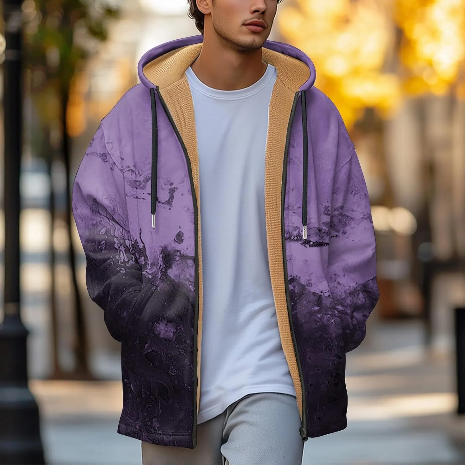 Mens Sherpa Lined Hoodie Zip Up Warm Winter Hoodies Fleece Heavyweight Casual Hooded