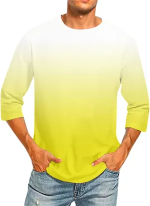 Men's Shirts Baseball 3/4 Sleeve Shirt Casual Three Quarter Sleeve T Shirts Comfortable Crewneck Palm Tree Basic Tee