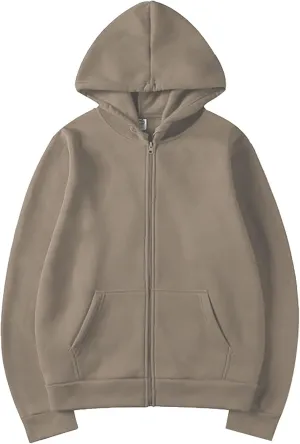 Men's Slim Fit Hoodies Casual Full Zip Long Sleeve Gym Sweatshirt Workout Running Solid Color Hooded Top with Pockets