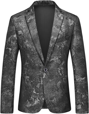 Men's Slim Fit Suits Blazer Long Sleeve Turndown One Button Suit Jacket Vintage Wedding Prom Dinner Party Blazers