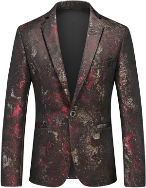 Men's Slim Fit Suits Blazer Long Sleeve Turndown One Button Suit Jacket Vintage Wedding Prom Dinner Party Blazers