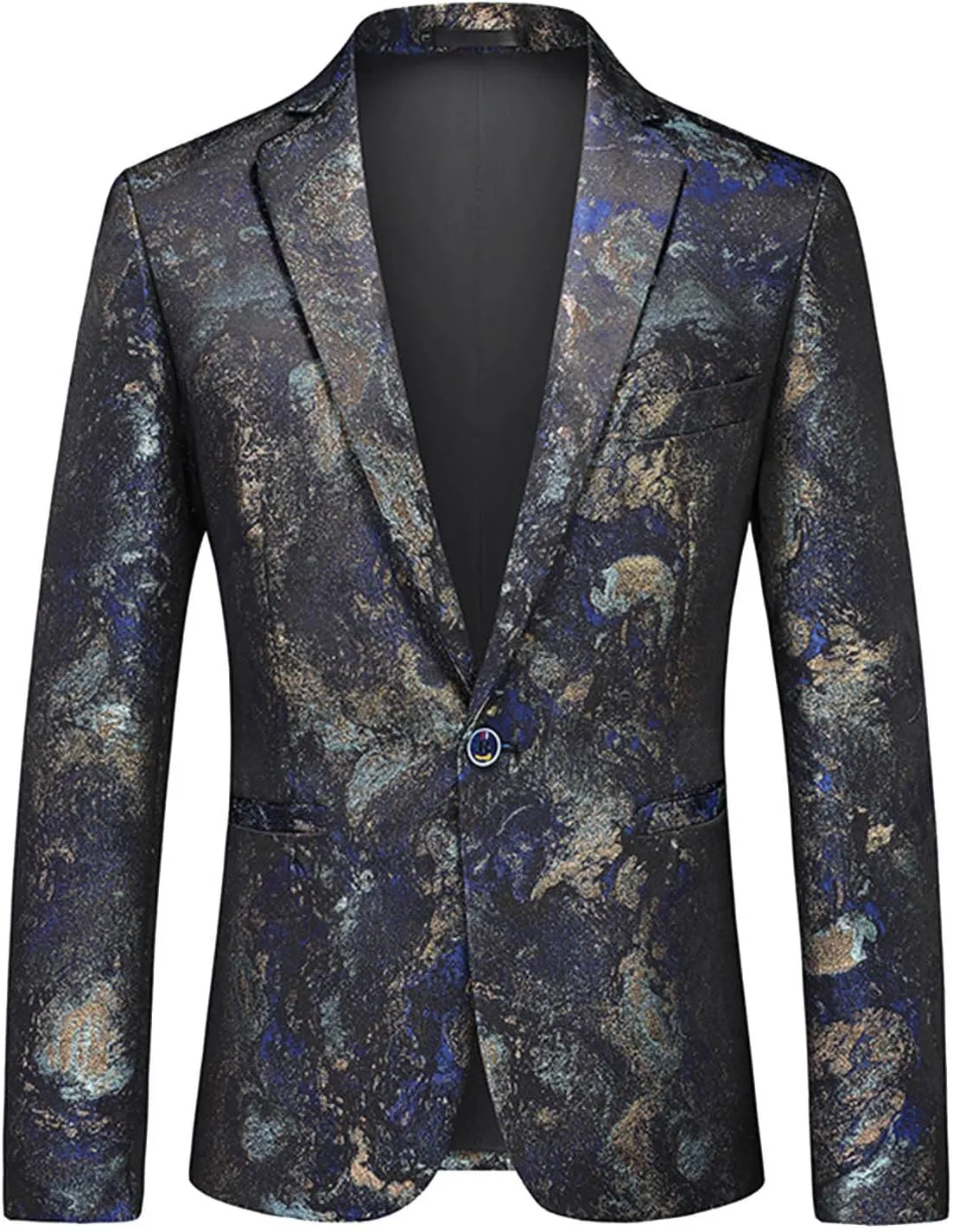 Men's Slim Fit Suits Blazer Long Sleeve Turndown One Button Suit Jacket Vintage Wedding Prom Dinner Party Blazers
