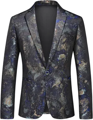 Men's Slim Fit Suits Blazer Long Sleeve Turndown One Button Suit Jacket Vintage Wedding Prom Dinner Party Blazers