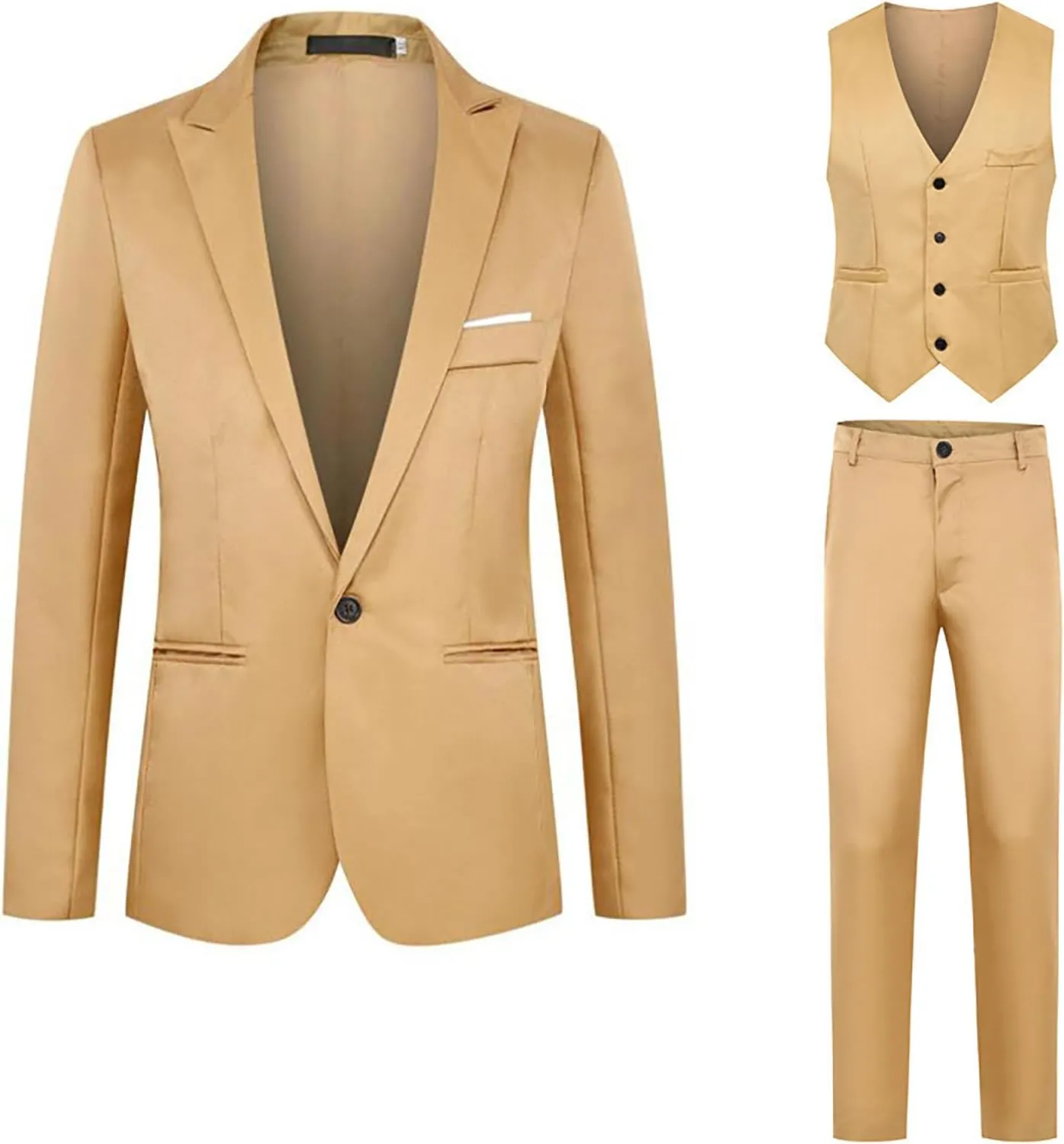 Mens Suits 3 Piece Classic Fit Wedding Prom Party Suit One Button Blazer Jacket Vest and Pants Tuxedo Blazer Suit Set