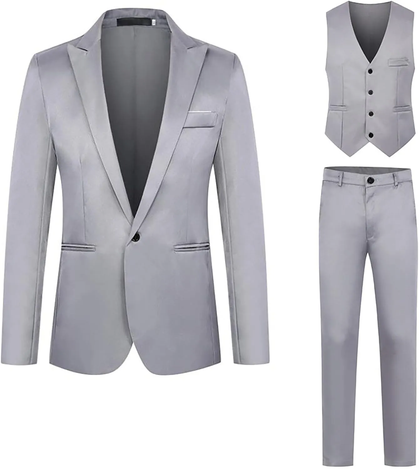 Mens Suits 3 Piece Classic Fit Wedding Prom Party Suit One Button Blazer Jacket Vest and Pants Tuxedo Blazer Suit Set