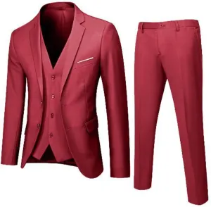 Men’s Suits Classic Fit - 3 Piece Suit Men with Single Breasted Jacket,Vest and Pant Sets for Wedding Prom Party Suit