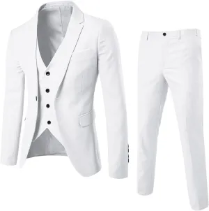 Men’s Suits Classic Fit Mens 3 Piece Suit Single Breasted Jacket, Vest and Pant Sets for Wedding Prom Party Suit