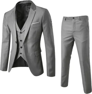 Men’s Suits Classic Fit Mens 3 Piece Suit Single Breasted Jacket, Vest and Pant Sets for Wedding Prom Party Suit