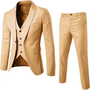 Men’s Suits Classic Fit Mens 3 Piece Suit Single Breasted Jacket, Vest and Pant Sets for Wedding Prom Party Suit