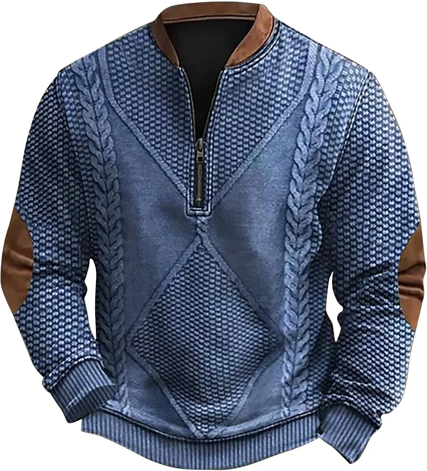 Mens Sweatshirt Lapel Collar Polo Shirt Long Sleeved Hoodie 1/4 Button Pullover Sweater Mens Zip Up Sweatshirt Cable