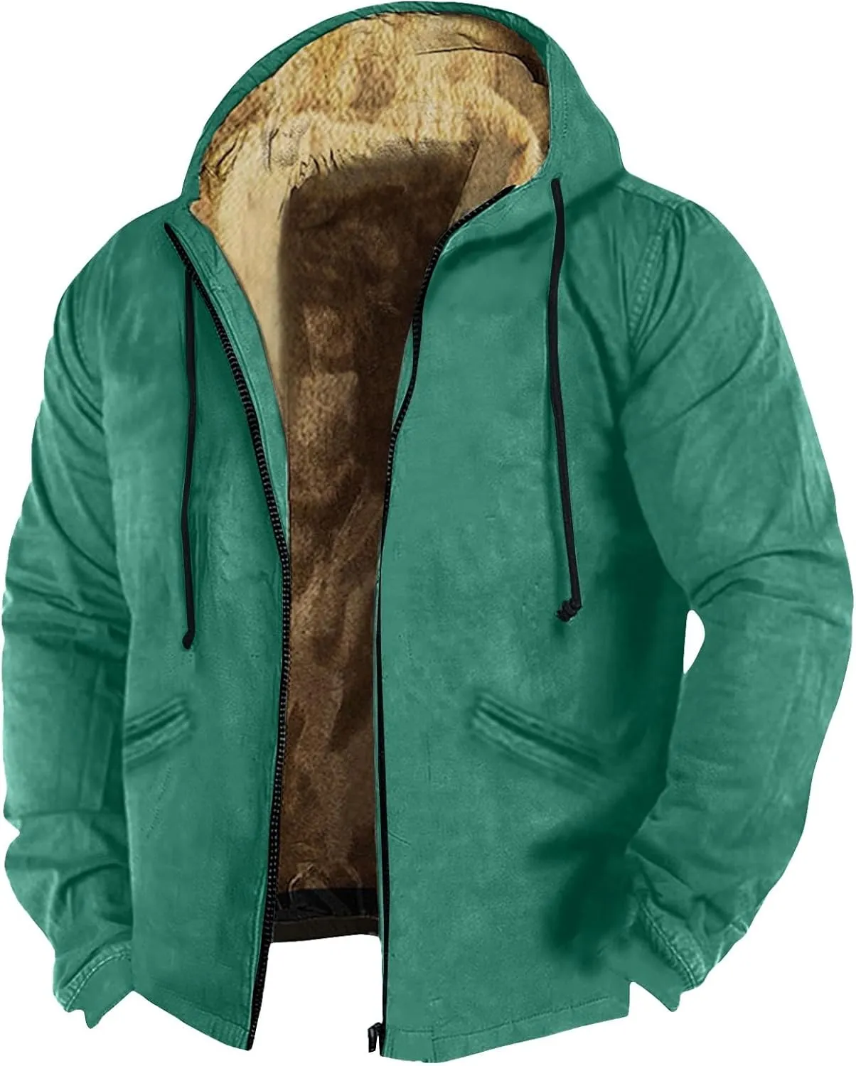 Men's Thick Sherpa Lined Jackets Full Zip Up Hoodies Winter Casual Trendy Warm Sweatshirts Coat with Pocket