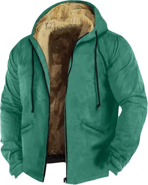 Men's Thick Sherpa Lined Jackets Full Zip Up Hoodies Winter Casual Trendy Warm Sweatshirts Coat with Pocket
