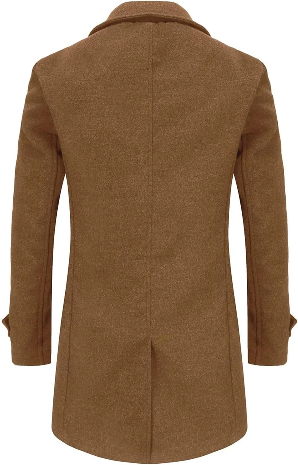 Men's Trench Winter Pea Coat Notched Collar Warm Single Breasted Overcoat with Pockets