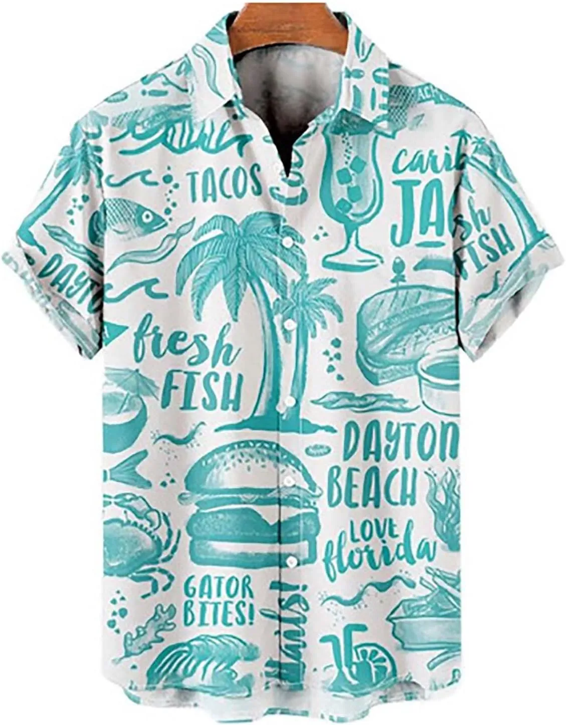 Men's Vintage Bowling Shirt Hipster Short Sleeve Button Down Hawaiian Shirts Big and Tall Summer Beach Casual Shirts