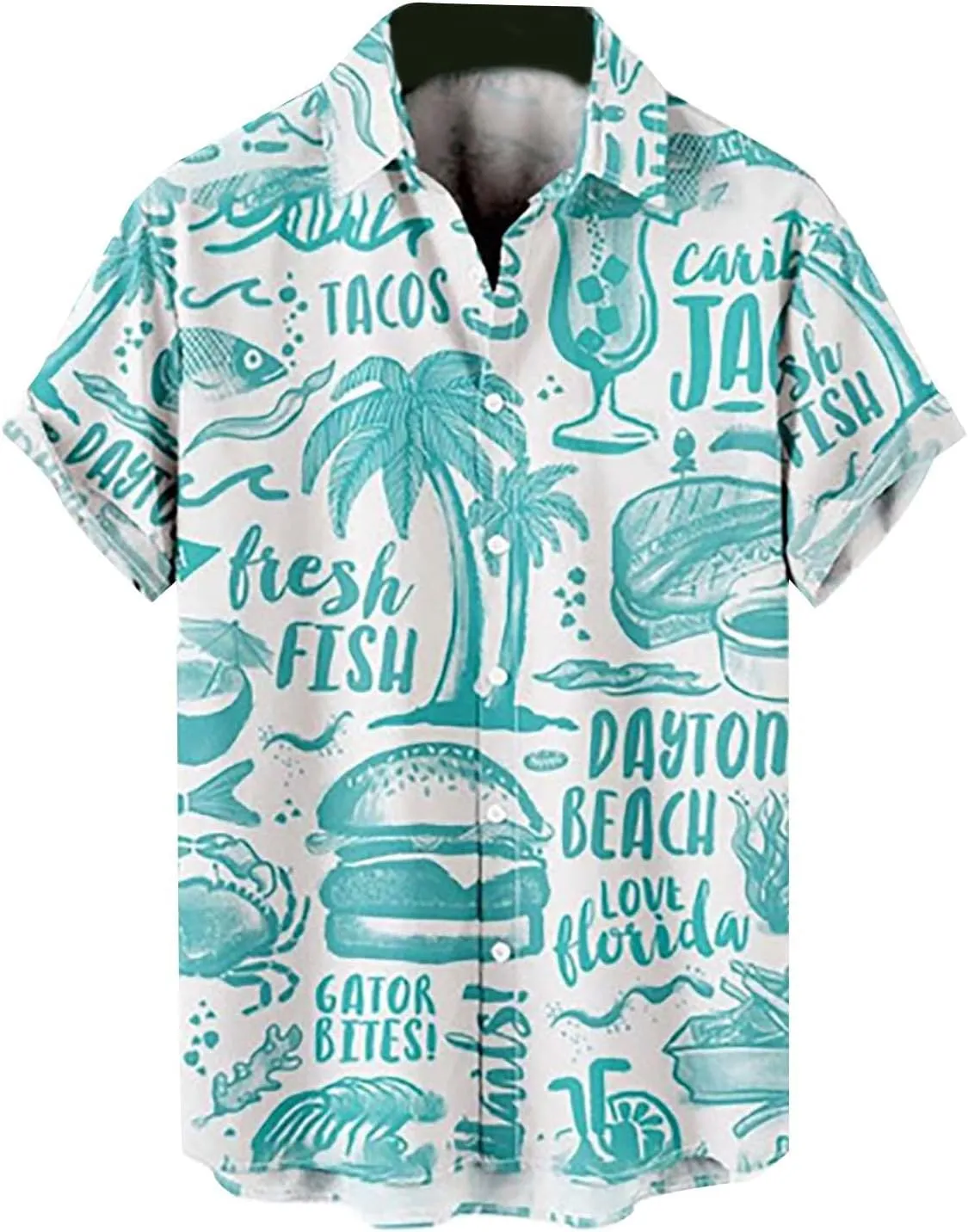 Men's Vintage Bowling Shirt Hipster Short Sleeve Button Down Hawaiian Shirts Big and Tall Summer Beach Casual Shirts