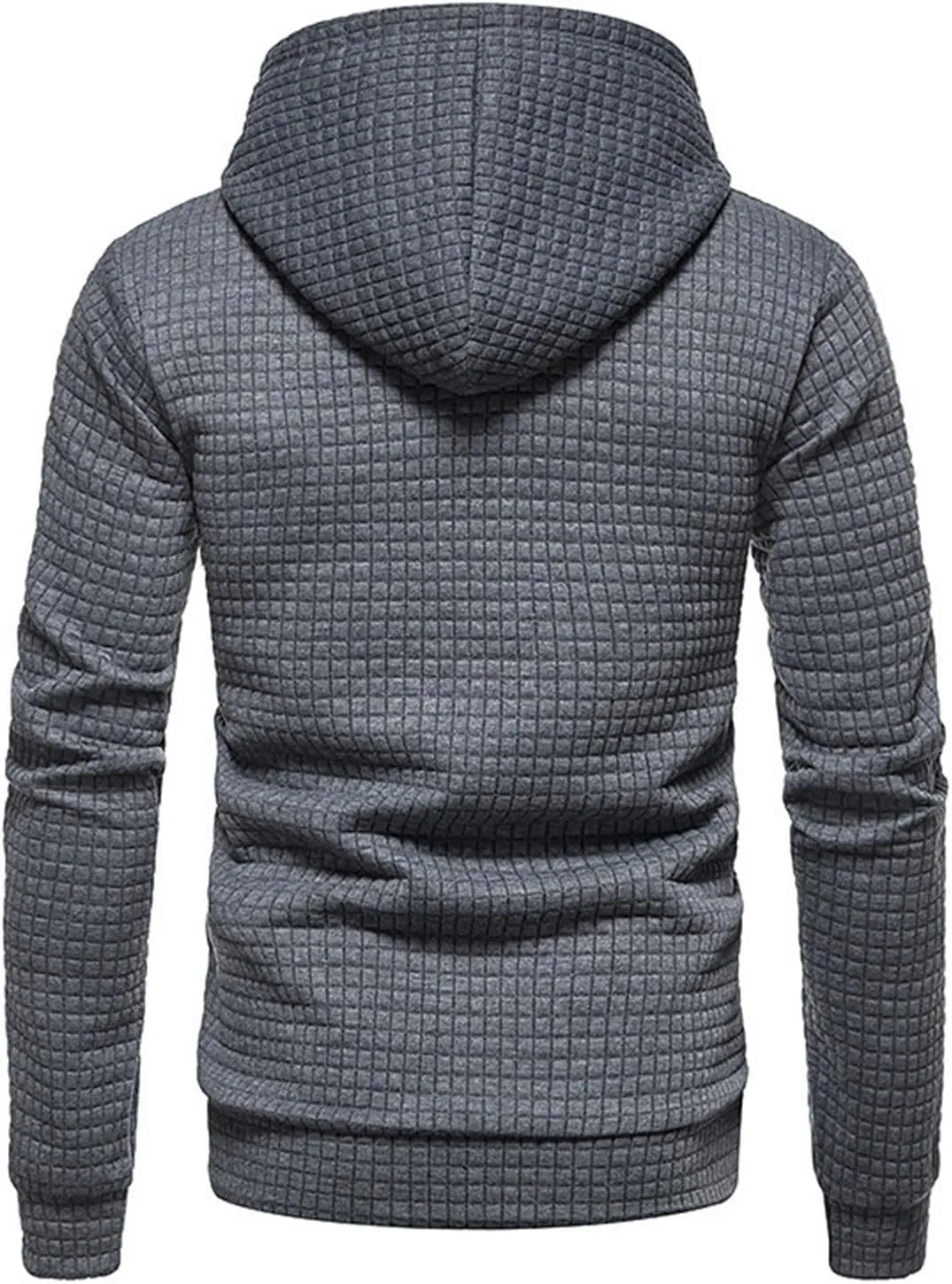 Mens Waffle Hoodie Plain Hooded Sweatshirts Casual Workout Spring Tee Long Sleeve Fashion Drawstring Top with Pocket