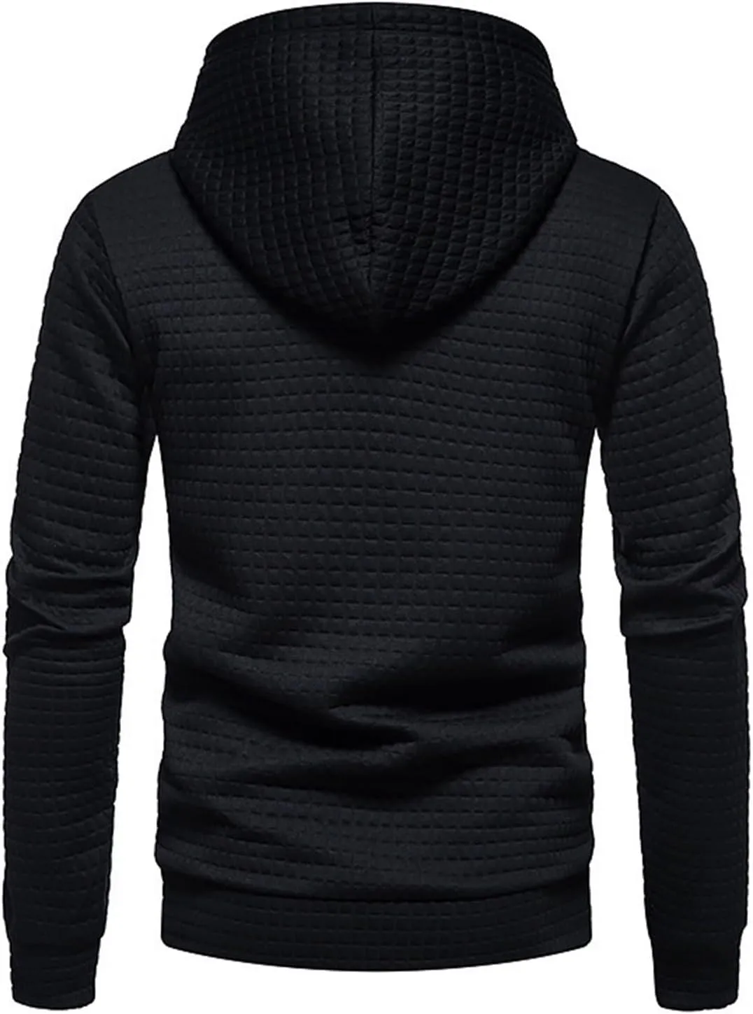 Mens Waffle Hoodie Plain Hooded Sweatshirts Casual Workout Spring Tee Long Sleeve Fashion Drawstring Top with Pocket